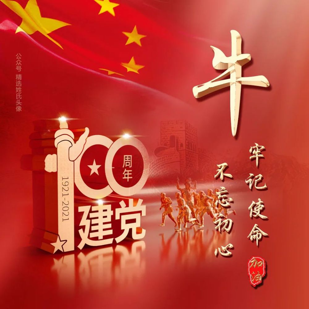 2021建党100周年爱国姓氏头像不忘初心牢记使命