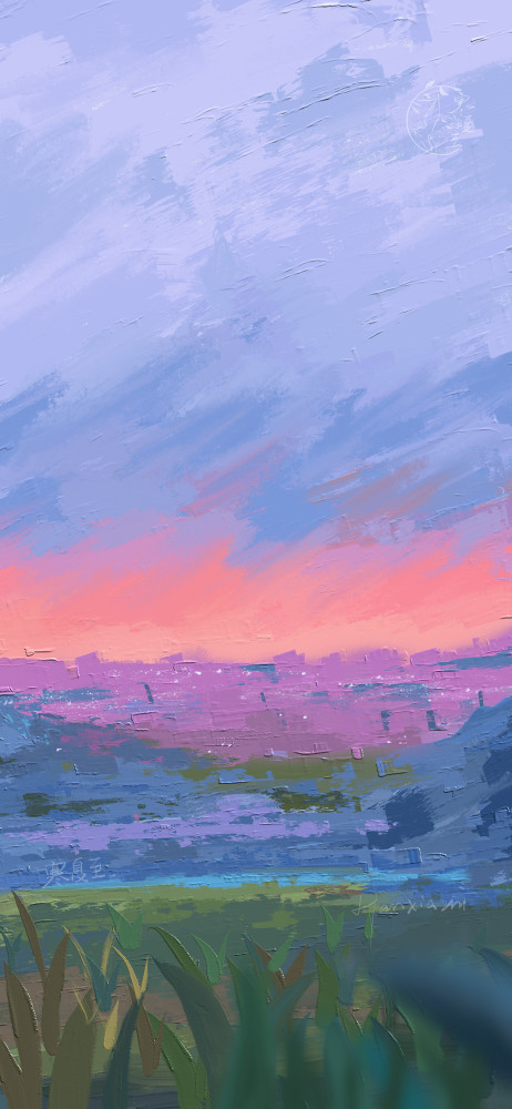精选油画风壁纸清新治愈风景插画
