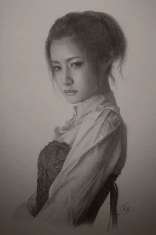 日本画家 作品从油画到素描 以恬静唯美女性人像为主.