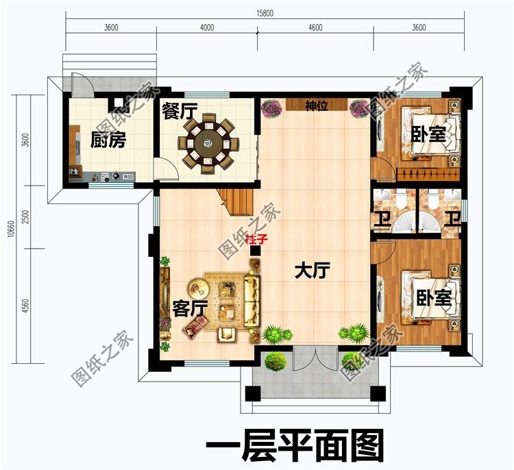 面宽15米二层自建房设计图,娱乐空间少不了,真是美美哒