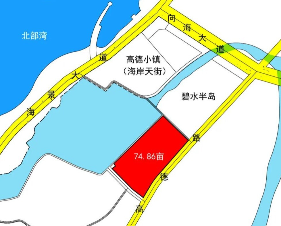 高德路西北,向海大道以南地块 地块位于碧水半岛旁,地块西侧就是高德