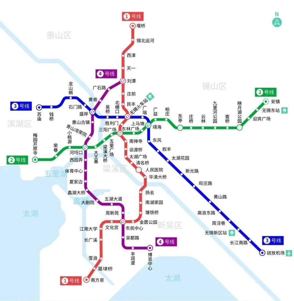 2020年无锡地铁运营线路图