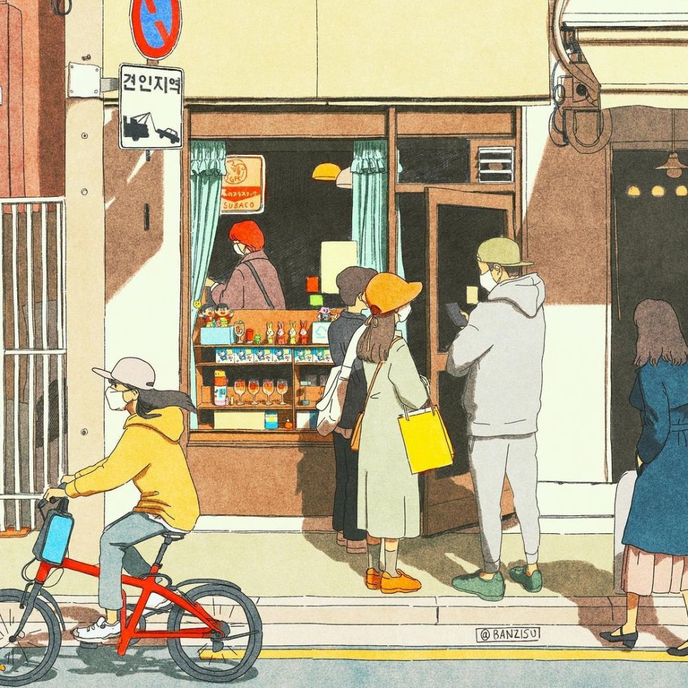 悠闲静谧12张市井长巷生活插画