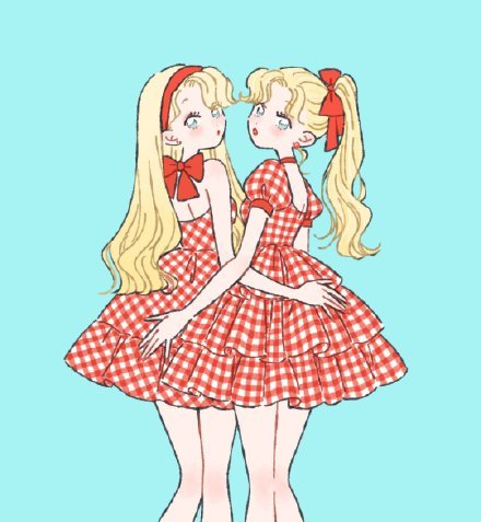 二次元少女头像:简单的马卡龙颜色也好好看啊,来自画师たなか twi@go