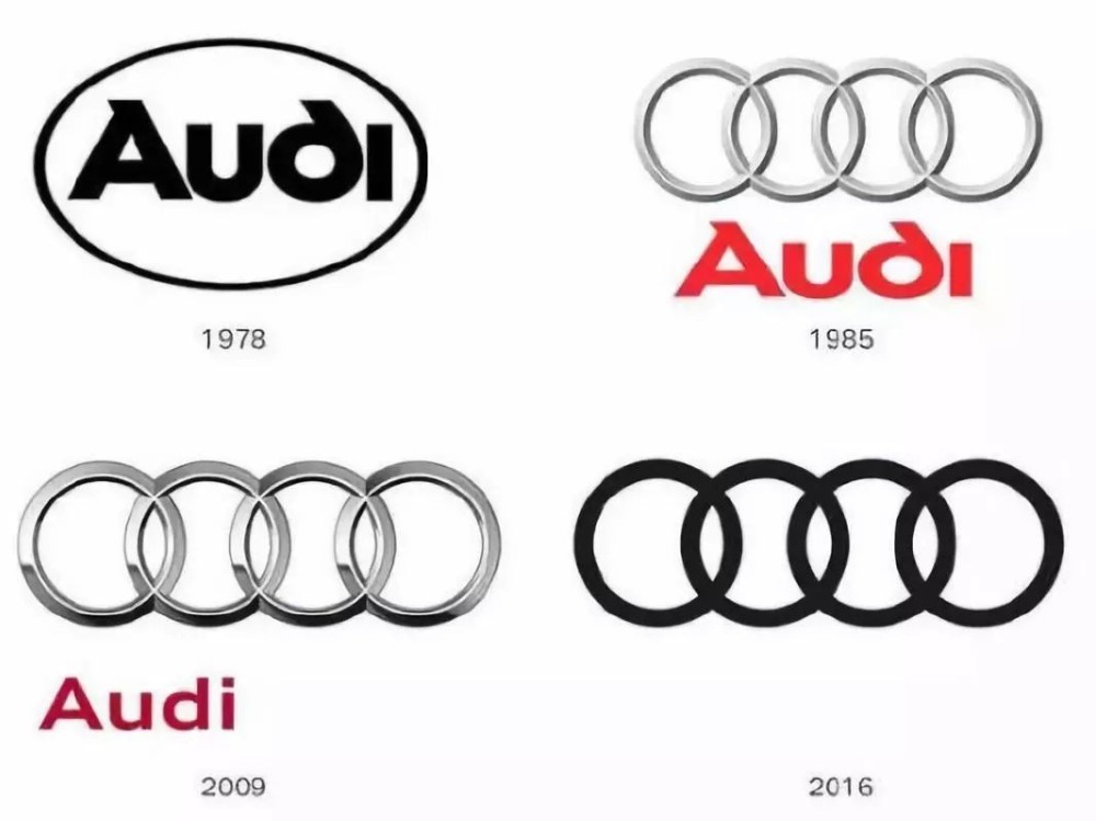 奥迪轿车的标志为四个圆环,代表着合并前的四家公司,每一环都是其中一