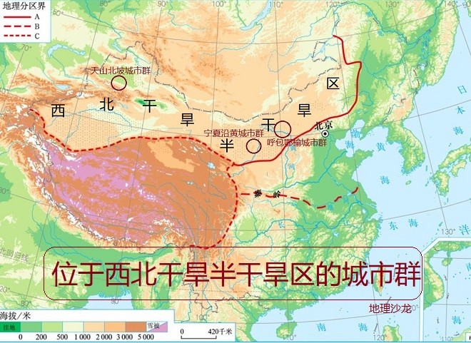 我国重点建设的十九个城市群中,有三个位于西北干旱半