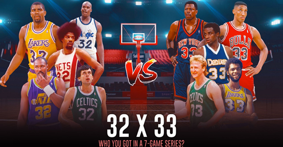 美媒晒图发问:nba按球衣组队,32号队和33号队哪个厉害