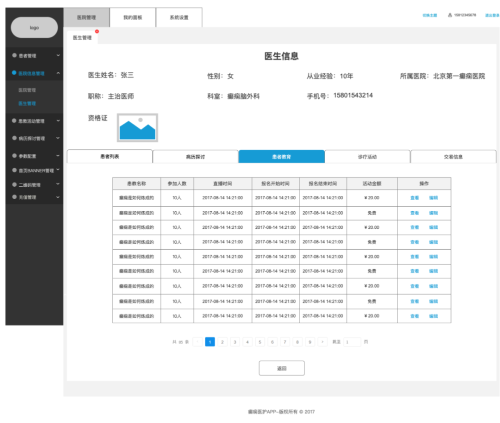 互联网医疗后台axurerp原型