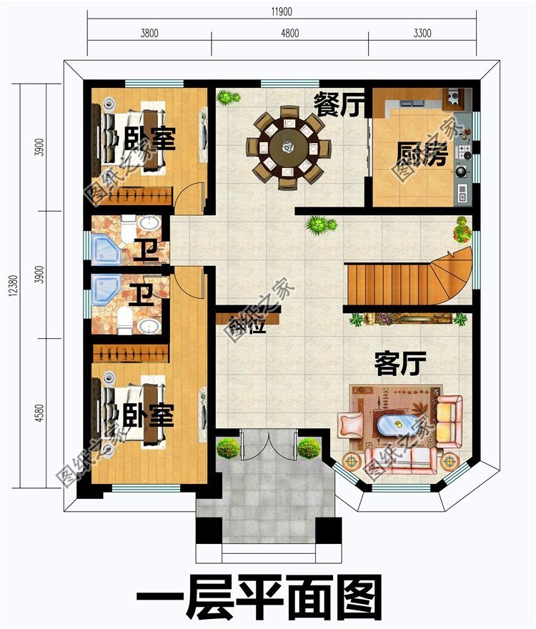 农村三层复式别墅设计图,挑高客厅时尚大气,好看又实用