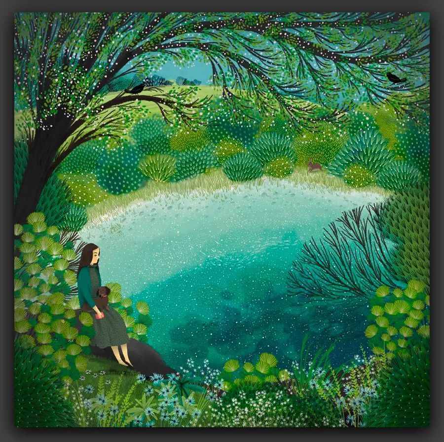 素材|清新静谧的绿色和细腻丰富的线条,这组森林插画作品太美了!