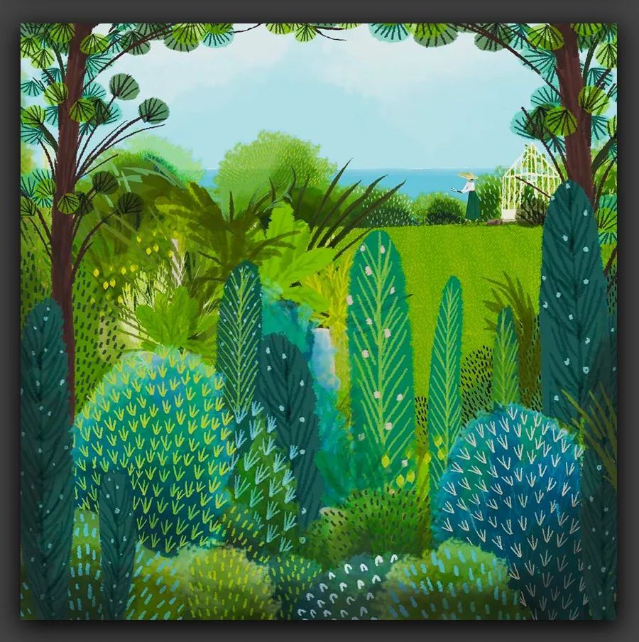 素材|清新静谧的绿色和细腻丰富的线条,这组森林插画作品太美了!