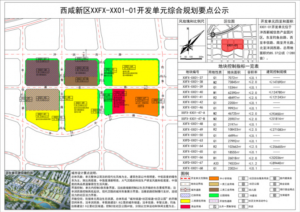 开发单元综合规划 | 该单元位于沣西新城信息产业园片区, 东至