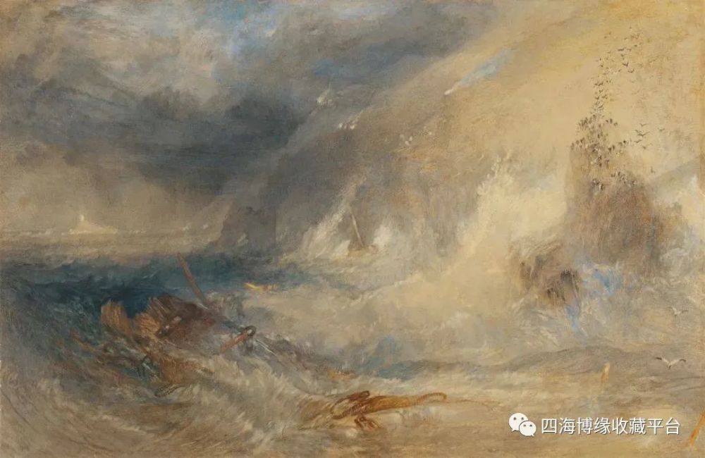 1844年透纳迷上了海,他把大海看作可怕的,永恒的自然力量,它那狂暴难