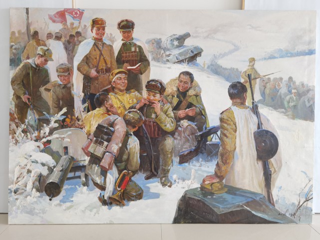 画家:光秀朝鲜战争题材油画:《战斗胜利后》,光秀,尺寸:162×