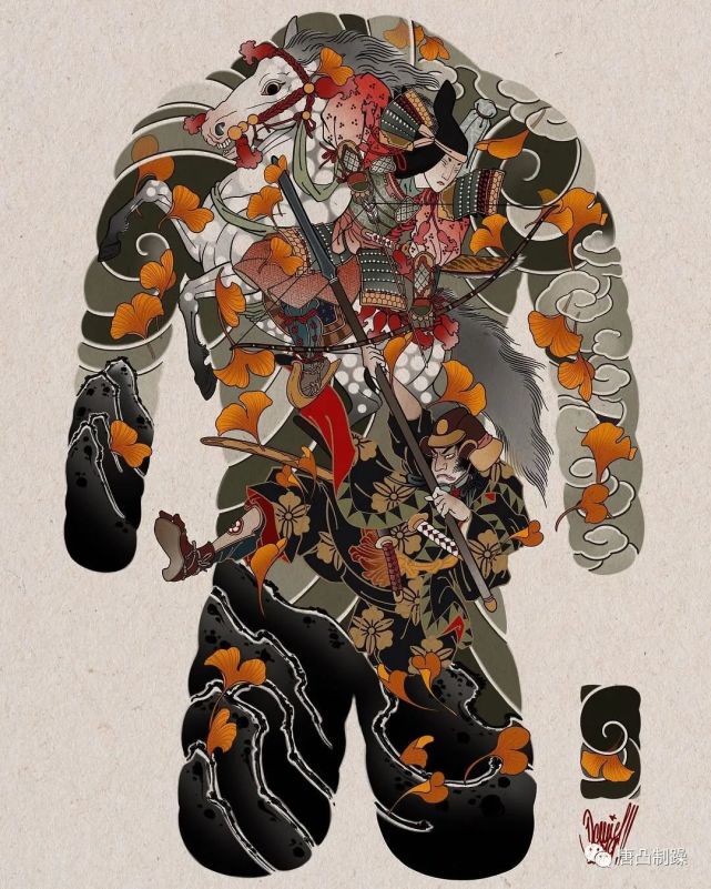 作品也是帅的不要不要的浮世绘风格的传统满背老传统风的满背很霸气