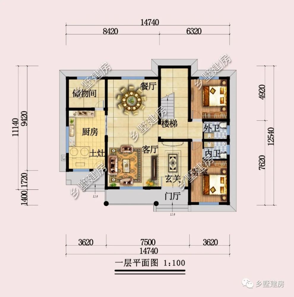 两层半自建房农村土灶和现代厨房的结合美观经济实用