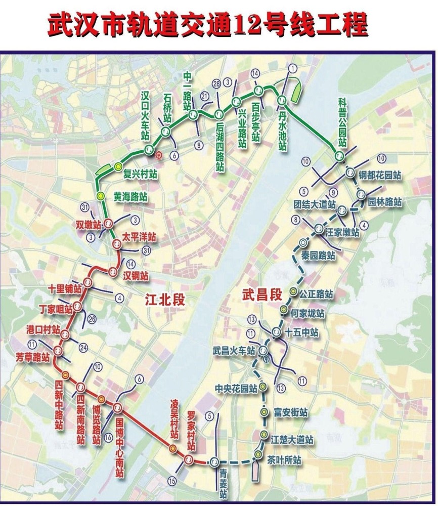 武汉地铁12号线越来越近了,江北段两个车站正式动工