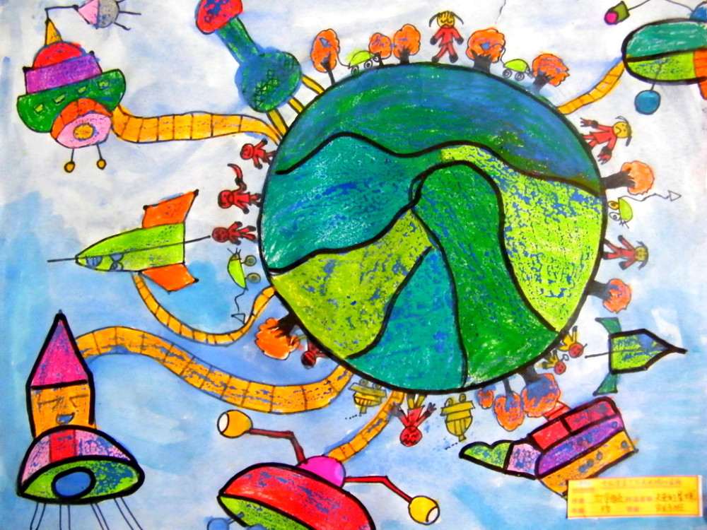 保护地球儿童画:地球妈妈爱干净
