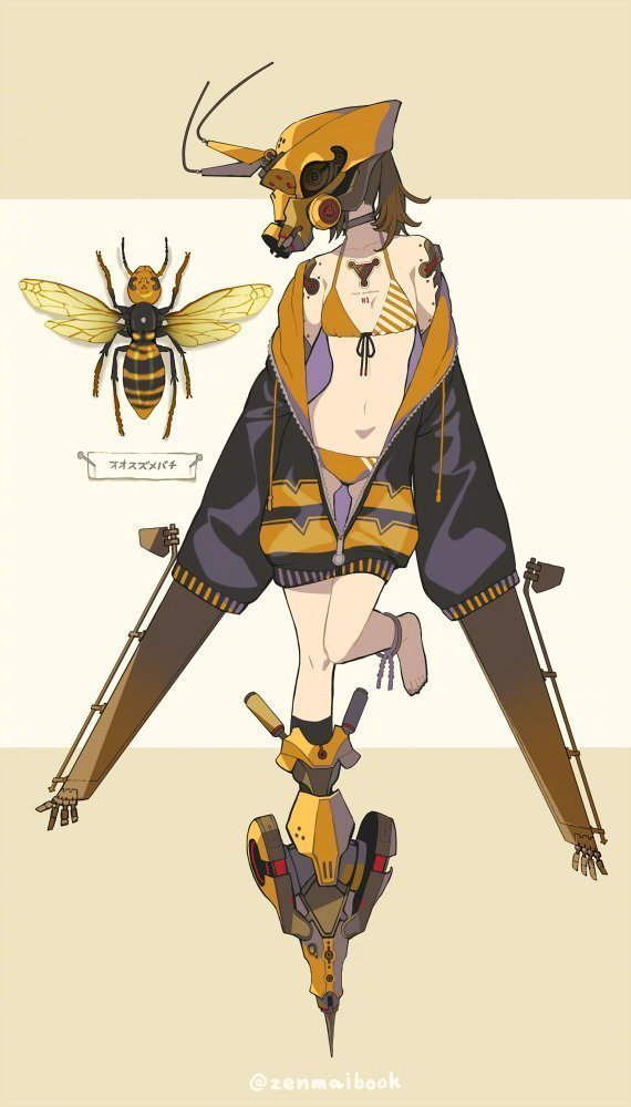 昆虫×机械×美少女,这位画师的拟人化,实属"惊艳"