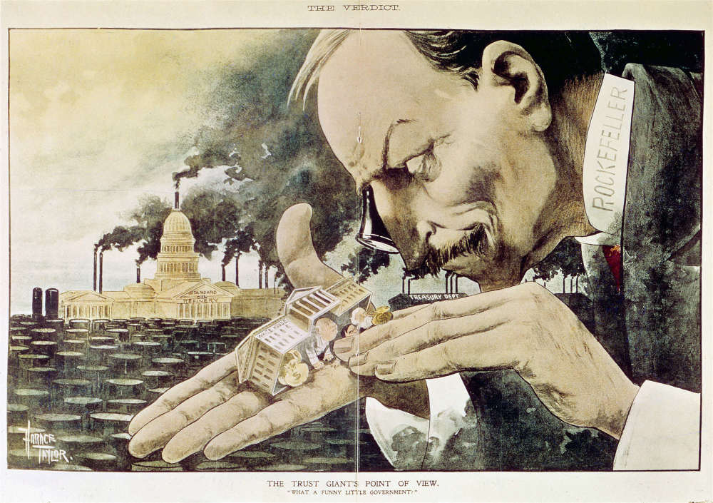 讽刺漫画(1900):银行家洛克菲勒和美国政府(视觉中国)
