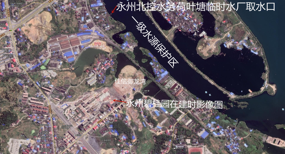 卫星图看永州碧桂园与佳信御龙湾如何在湘江内湖填土建商品房获利