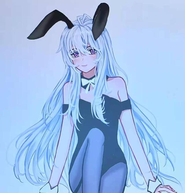 粉丝制作兔女郎古月娜,黑丝袜,大长腿很漂亮,这个细节