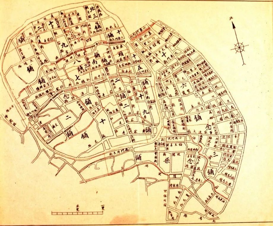 20世纪20年代上海老地图中标注的十六铺地区位置及其他各"铺"区域