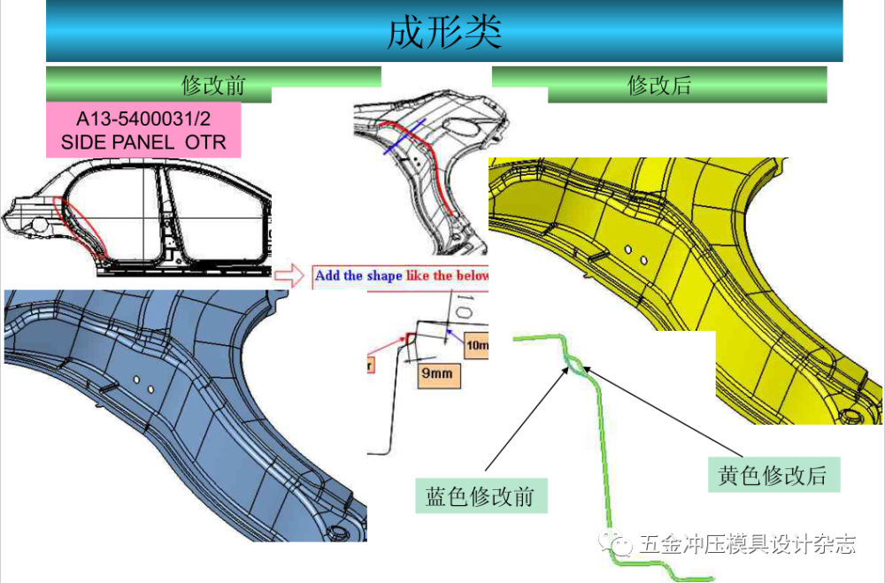 法通过后续整形来实现,所以要求按照图示方式修改说明:此处在拉延设定