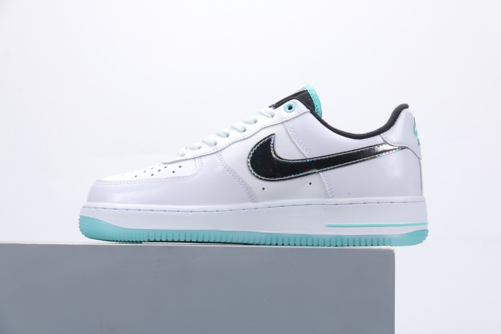 nike air force 1 空军一号镭射白绿低帮休闲板鞋