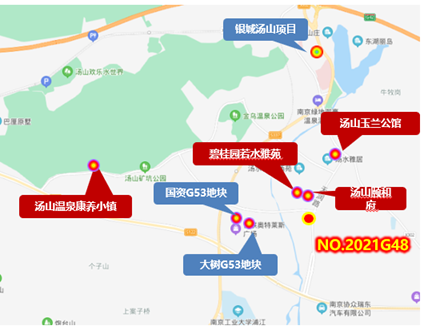 2021g48地块位于江宁汤山,起拍楼面价8011元/㎡,最高限价楼面价9628元