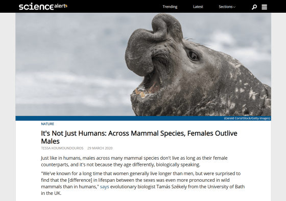 it"s not just humans: across mammal species, females outlive