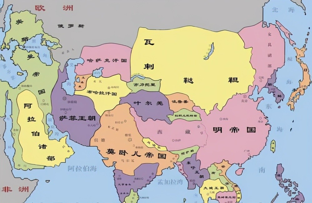 莫卧儿帝国时期的亚洲疆域图