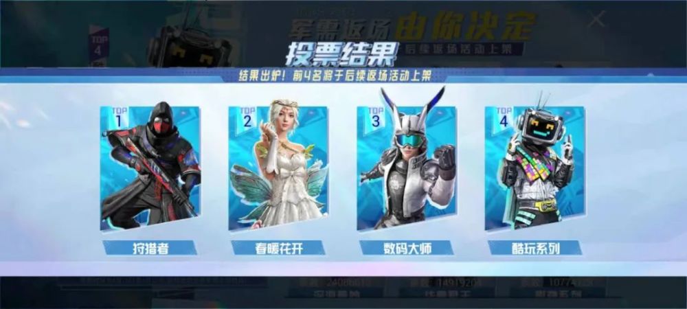 和平精英:投票截图出炉,这些军需将会返场!