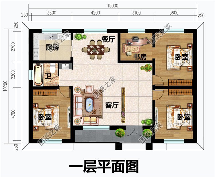 卧室×2 以上就是小编推荐的三款农村一层自建房设计图以及户型图,有