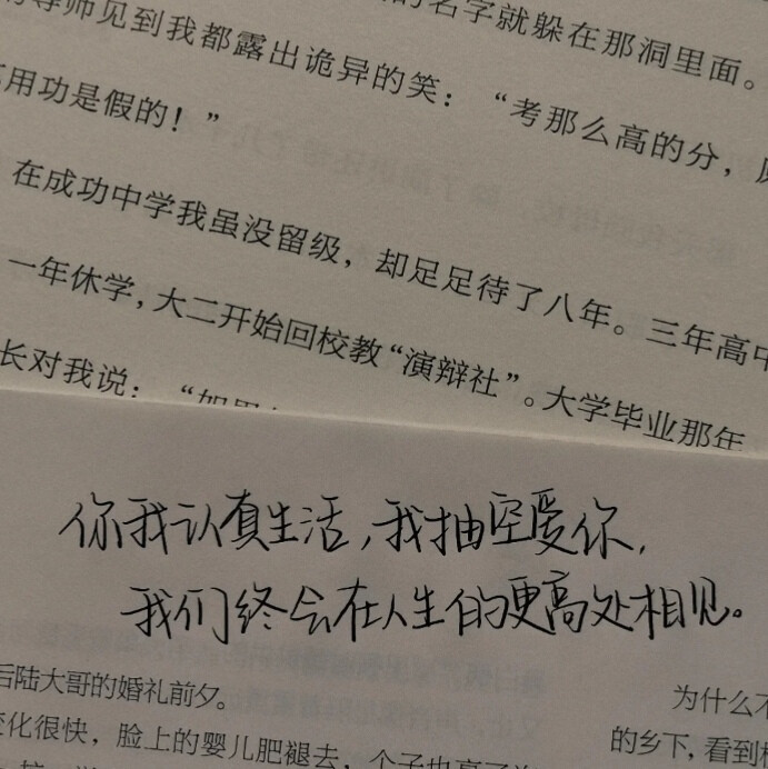 你我认真生活,我抽空爱你,我们终会在人生的更高处想见