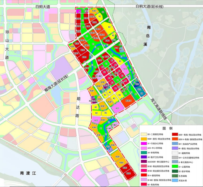 92公顷 3,用地范围: 北至白驹大道,东临迈雅滨河商务区,西南抵南渡江