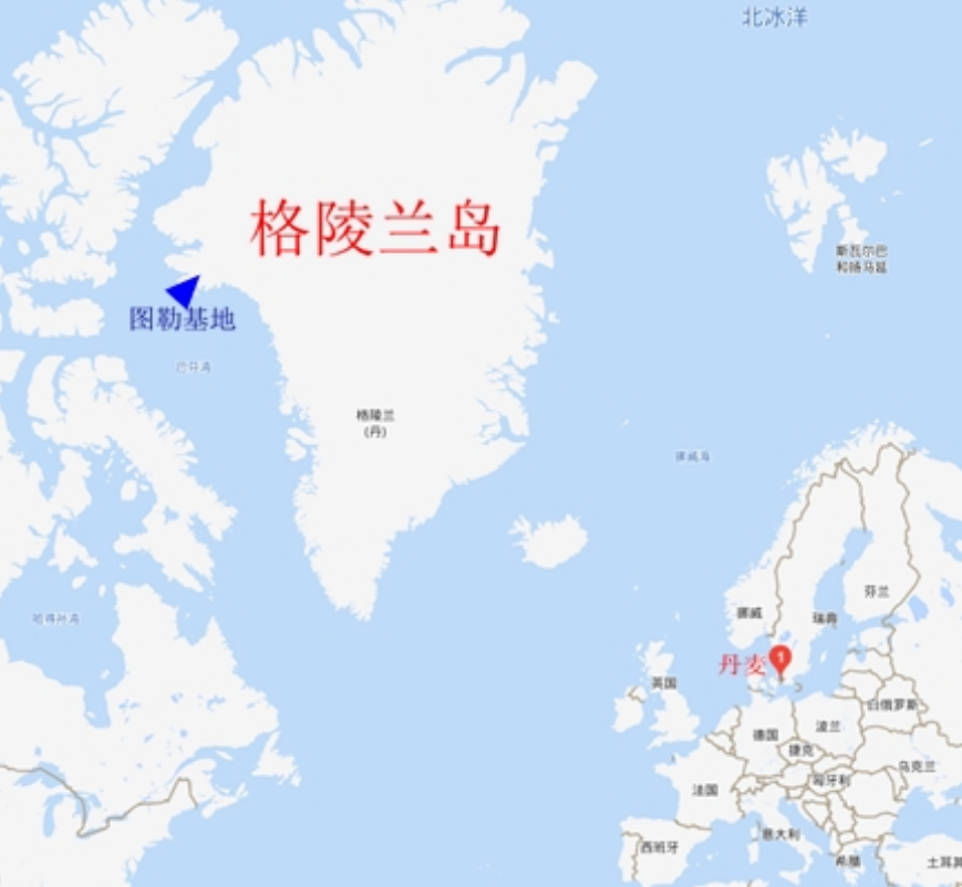 格陵兰岛与丹麦地图