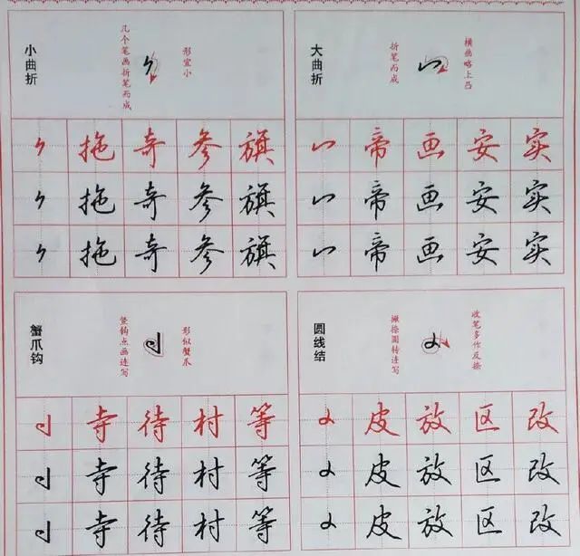 硬笔行书漂亮钢笔字笔画字帖教程