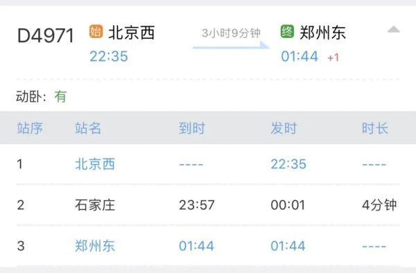 双向加开动卧啦 4月29,30日,5月1,4,5日 北京西-郑州东 加开 d4971次