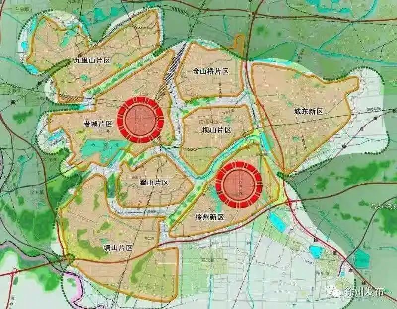 徐州主城"2 6"规划各片区详情 其中,一核集聚就是主城区的规划 将