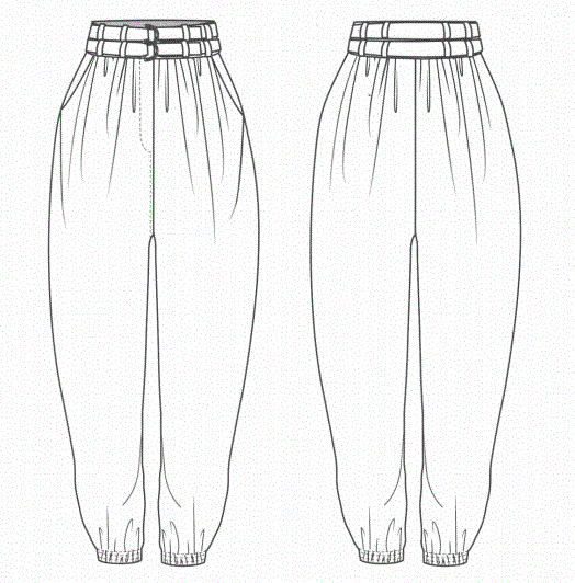 服装设计|裤子设计平面款式图 10款女裤结构纸样分享!
