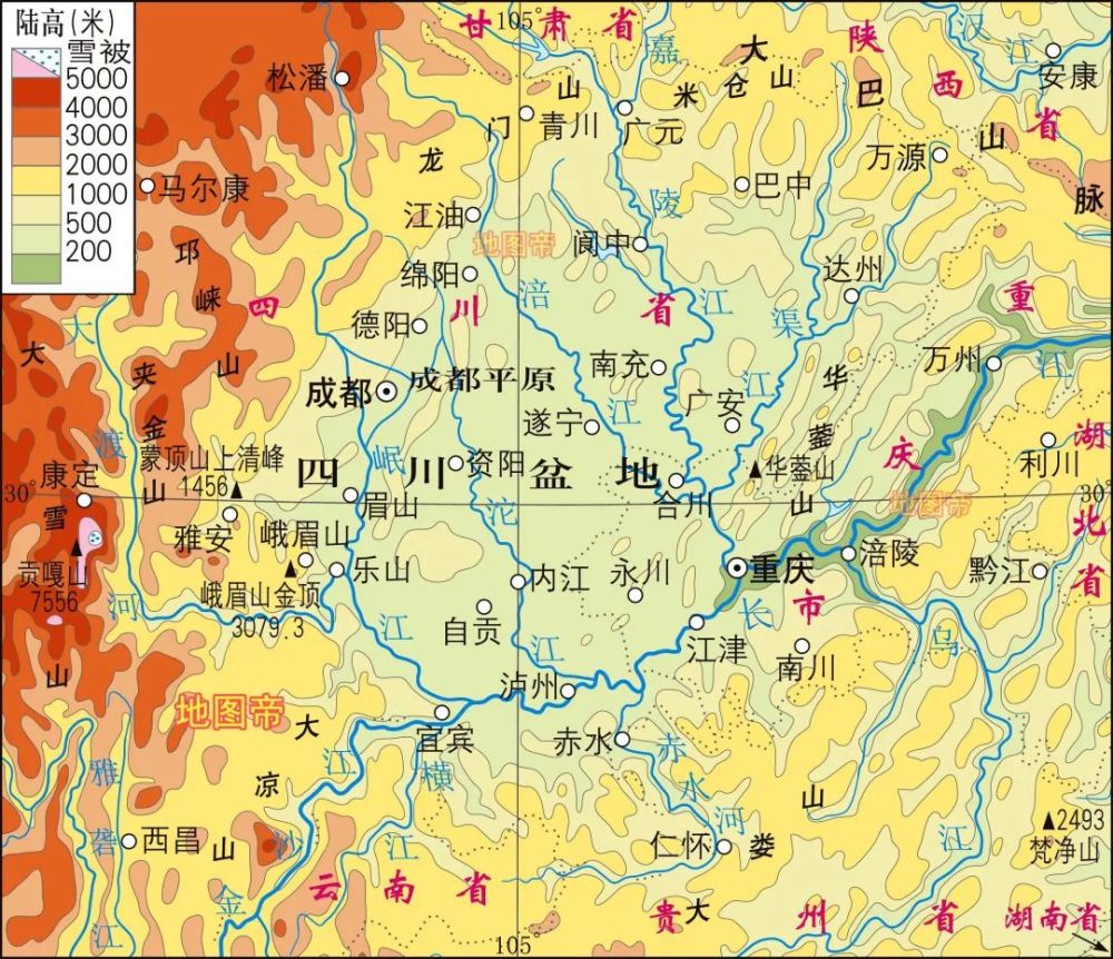 中国局部地形图