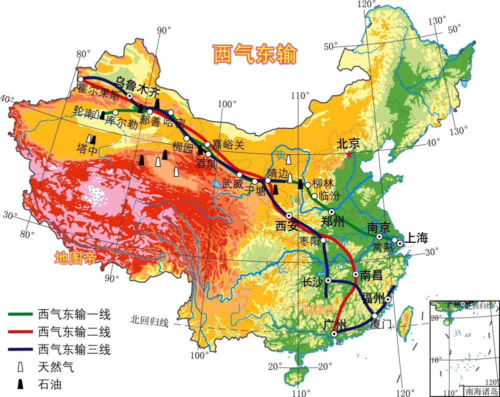 中国局部地形图7图