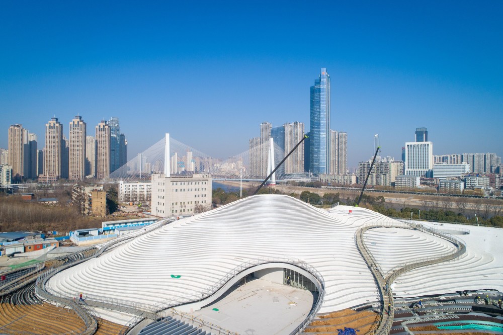 琴台美术馆项目,月湖畔文明施工风景线