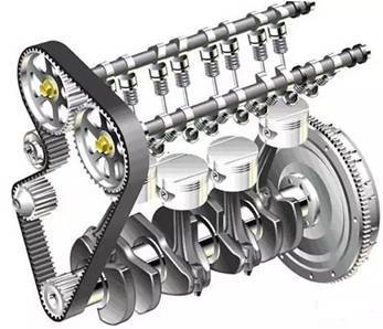 曲轴正时齿轮将动力传给凸轮轴的正时齿轮,使发动机能稳定运转.