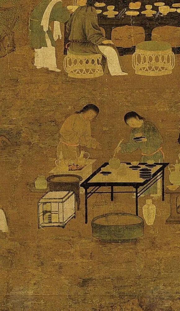 北宋·徽宗赵佶《文会图》宋朝点茶分食