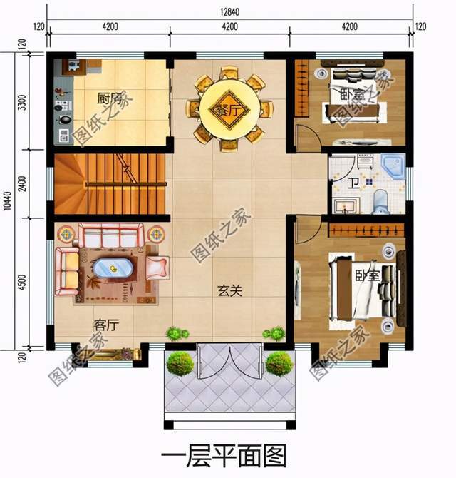 适合2021年建的农村漂亮二层自建房设计图,面宽十多米