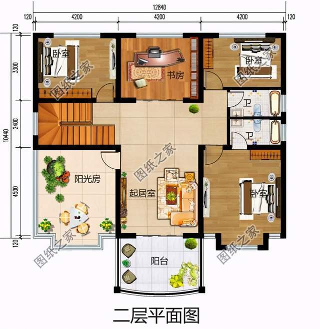 适合2021年建的农村漂亮二层自建房设计图,面宽十多米