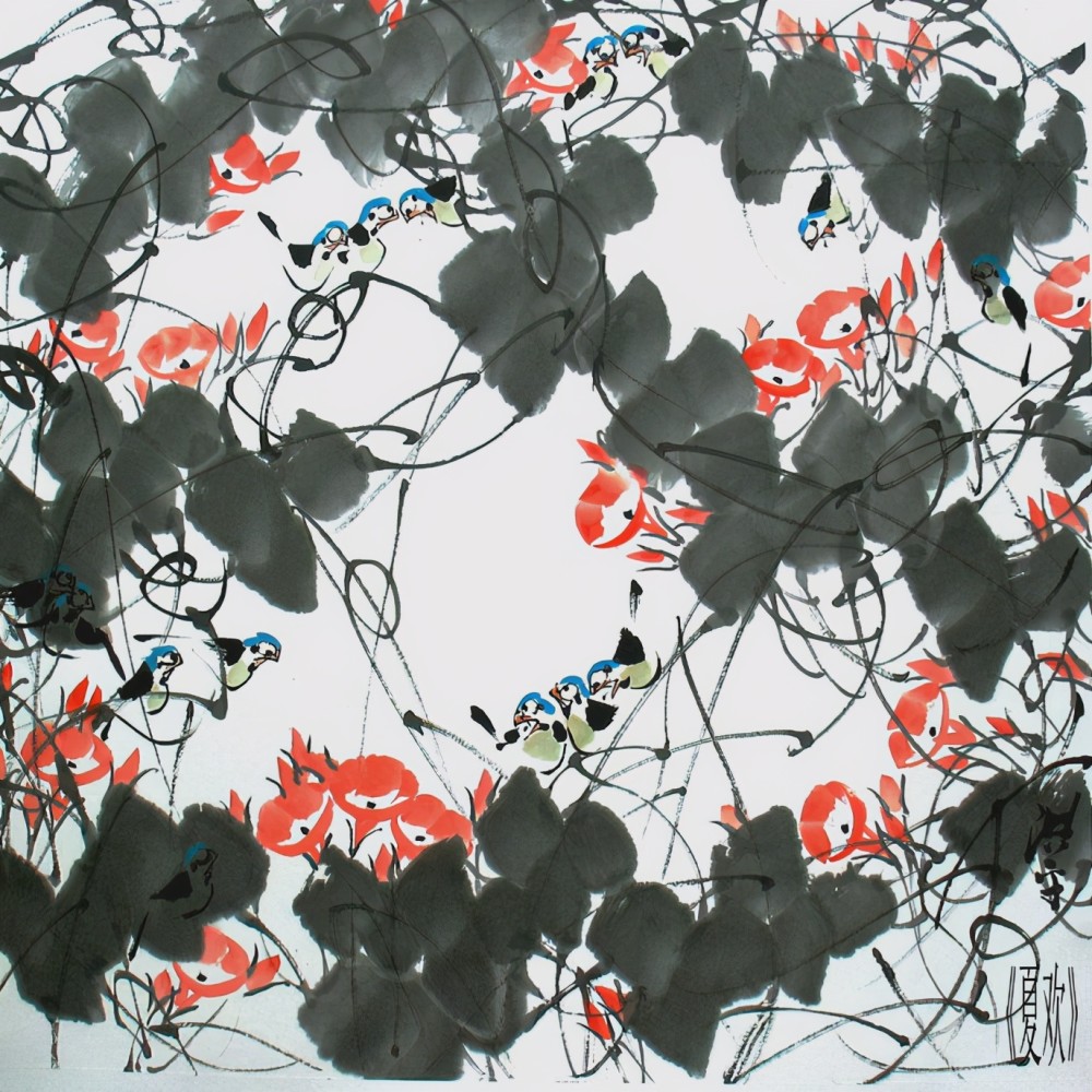 篱边牵牛花 一一黄洪平国画作品集