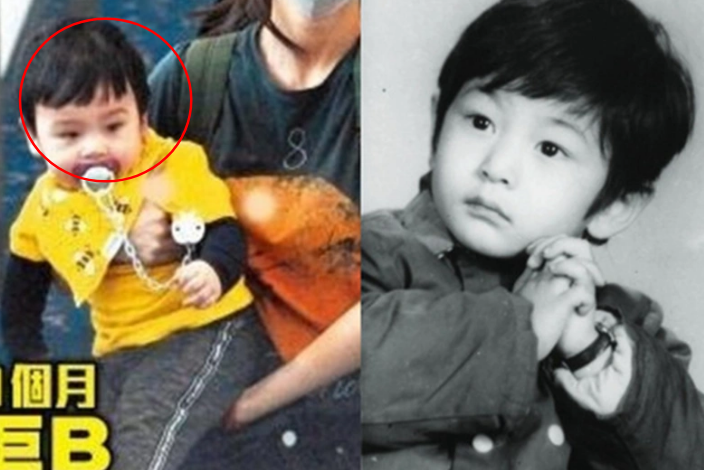 疑似baby儿子小海绵正脸照曝光,看清怼脸拍后:迷你版黄晓明